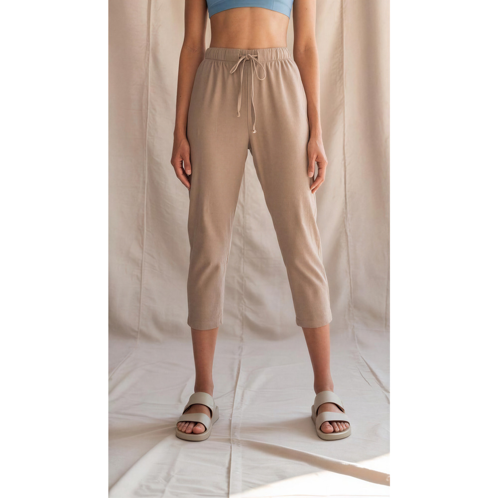 Eileen Fisher Womens Size Large Pink Cropepd Wide Leg Pants‎ Lounge Travel
